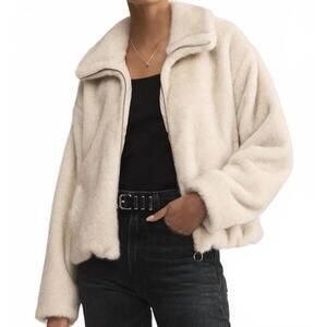 NEW Z SUPPLY amethyst faux fur jacket in crystal